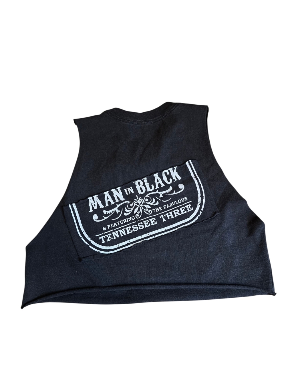 Johnny Cash Man In Black Cropped Graphic Tank Size Small Reworked Custom - Picture 3 of 8
